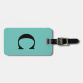 Étiquette À Bagage Monogramme Nom personnalisé initial Noir Turquoise (Devant horizontal)