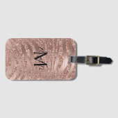 Étiquette À Bagage Monogramme Nom Rose Parties scintillant or Poster  (Devant Horizontal)