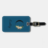 Étiquette À Bagage Monogramme O cobalt aquarelle fleur Bagage Balise (Devant horizontal)