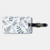 Étiquette À Bagage Monogramme or Azure Blue Botanical Feuille Mariage (Dos horizontal)