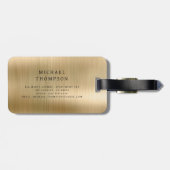 Étiquette À Bagage Monogramme Or brossé métal élégant (Dos horizontal)