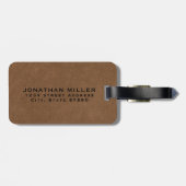 Étiquette À Bagage Monogramme or en cuir Brown simple (Dos horizontal)