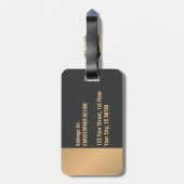 Étiquette À Bagage Monogramme or gris simple et élégant (Dos Vertical)