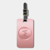 Étiquette À Bagage Monogramme or Rose Modèle élégant tendance (Devant Vertical)