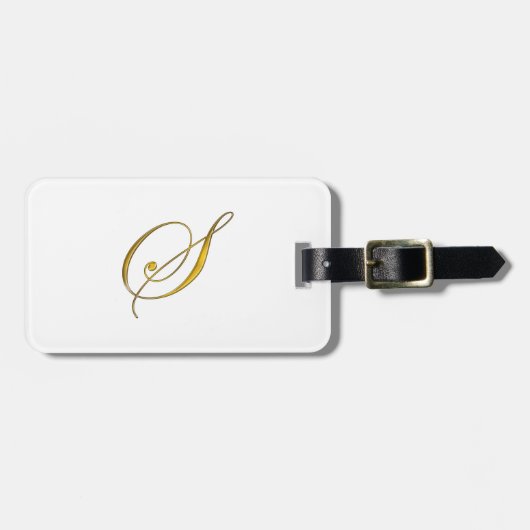 Étiquette À Bagage Monogramme Or S (Devant horizontal)