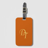 Étiquette À Bagage Monogramme - orange brûlée (Devant Vertical)