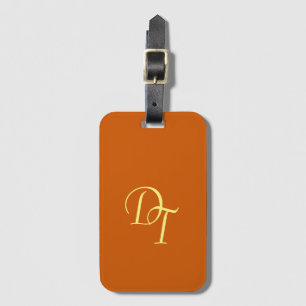 Étiquette À Bagage Monogramme - orange brûlée