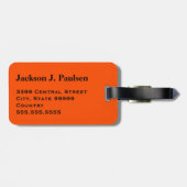 Étiquette À Bagage Monogramme Orange Chasse Camo Camouflage Noir (Dos horizontal)