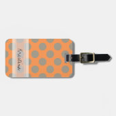 Étiquette À Bagage Monogramme Orange Grey Chic Cute Polka Motif (Devant horizontal)