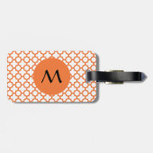 Étiquette À Bagage Monogramme Orange Quatrefoil Motif (Dos horizontal)