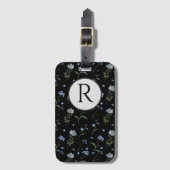 Étiquette À Bagage Monogramme Oubliez-Moi Pas Aquarelle Florale Bleue (Devant Vertical)