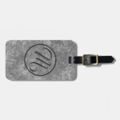 Étiquette À Bagage Monogramme ovale gris marbré (Devant horizontal)
