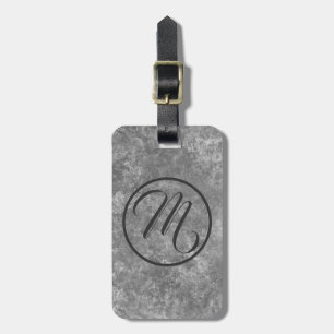 Étiquette À Bagage Monogramme ovale gris marbré