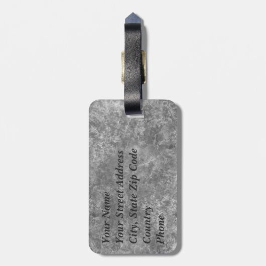 Étiquette À Bagage Monogramme ovale gris marbré (Dos Vertical)