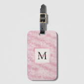 Étiquette À Bagage Monogramme Pailleté Rose Tendre (Devant Vertical)