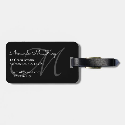 Étiquette À Bagage Monogramme Pastel Stripes (Dos horizontal)