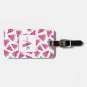 Étiquette À Bagage Monogramme Pastèque d'été Personnalisé (Devant horizontal)
