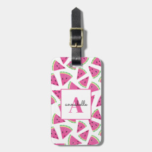 Étiquette À Bagage Monogramme Pastèque d'été Personnalisé
