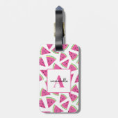Étiquette À Bagage Monogramme Pastèque d'été Personnalisé (Dos Vertical)