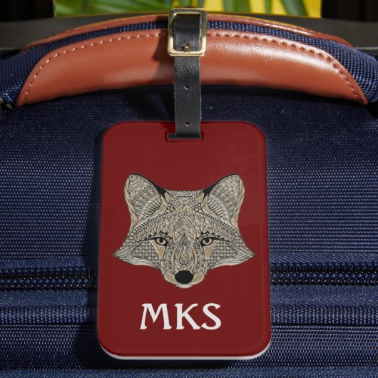 Étiquette À Bagage Monogramme personnalisable Fox Face II en métal (Insitu Rectoal 2)
