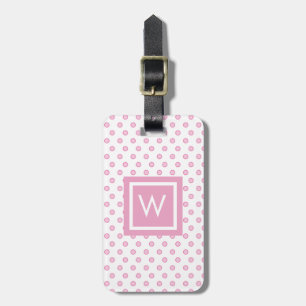 Étiquette À Bagage Monogramme personnalisé à pois