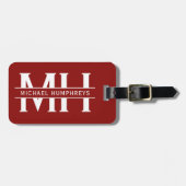 Étiquette À Bagage Monogramme personnalisé Bagage Bourgogne (Devant horizontal)