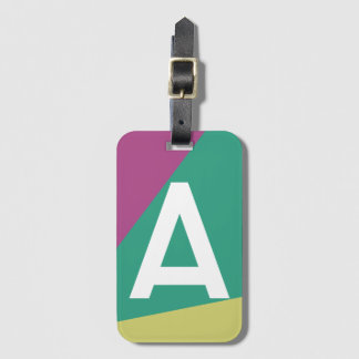 Étiquette À Bagage Monogramme personnalisé bloc de couleur rétro