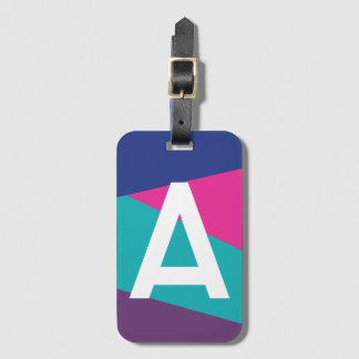 Étiquette À Bagage Monogramme personnalisé bloc de couleur rétro