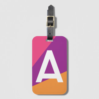 Étiquette À Bagage Monogramme personnalisé bloc de couleur rétro
