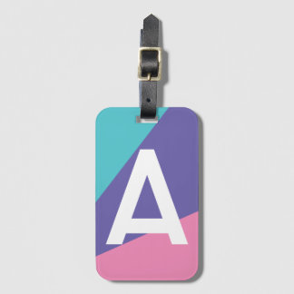 Étiquette À Bagage Monogramme personnalisé bloc de couleur rétro