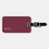 Étiquette À Bagage monogramme personnalisé, bordeaux moderne (Devant horizontal)