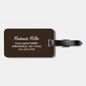 Étiquette À Bagage Monogramme personnalisé Brown et Empreinte de léop (Dos horizontal)