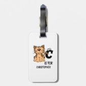 Étiquette À Bagage monogramme personnalisé C est pour chats chaton ch (Dos Vertical)