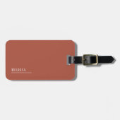 Étiquette À Bagage monogramme personnalisé, couleur terre cuite moder (Devant horizontal)