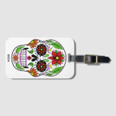 Étiquette À Bagage Monogramme personnalisé Crâne à sucre (Devant Horizontal)