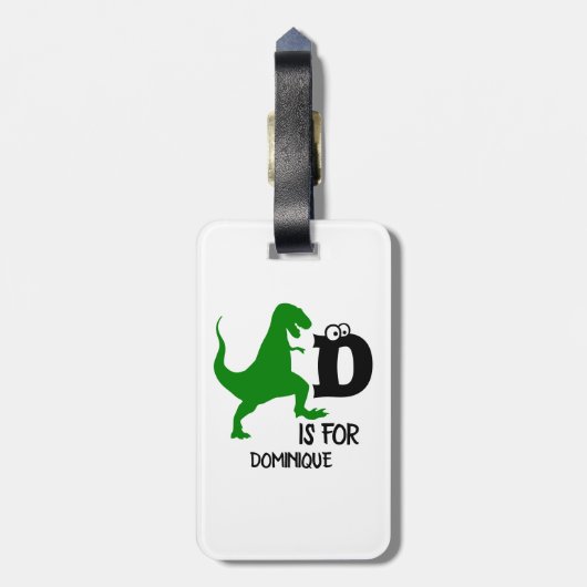 Étiquette À Bagage Monogramme personnalisé D pour Dinosaur mignon T R (Dos Vertical)