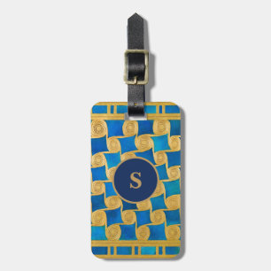 Étiquette À Bagage Monogramme personnalisé Égypte ancienne bleu or