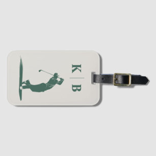 Étiquette À Bagage Monogramme personnalisé Elégant Vert Golf personna