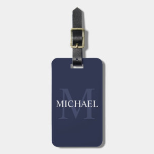 Étiquette À Bagage Monogramme personnalisé et nom Navy Blue