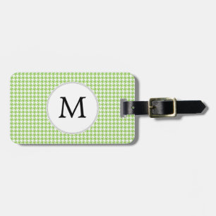 Étiquette À Bagage Monogramme personnalisé Green Houndstooth Motif