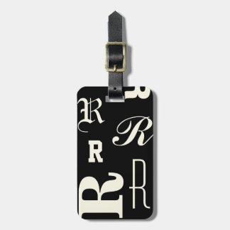 Étiquette À Bagage Monogramme personnalisé, initiales typographiques,