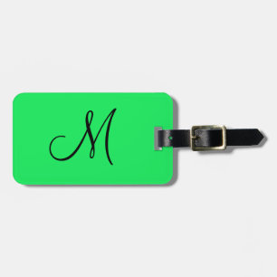 Étiquette À Bagage Monogramme personnalisé Jaune fluorescent
