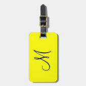 Étiquette À Bagage Monogramme personnalisé Jaune fluorescent (Devant Vertical)