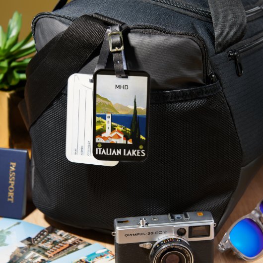 Étiquette À Bagage Monogramme personnalisé Lacs italiens (Recto & Verso)