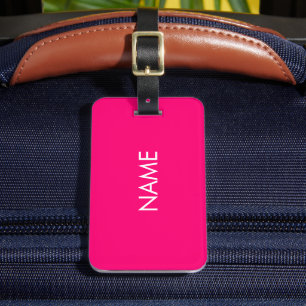 Étiquette À Bagage Monogramme personnalisé minimaliste fuchsia rose c