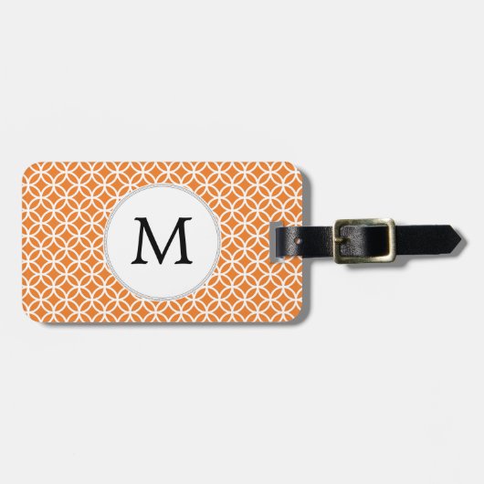 Étiquette À Bagage Monogramme personnalisé motif double anneaux orang (Devant horizontal)