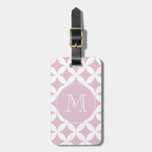 Étiquette À Bagage Monogramme personnalisé Motif géométrique rose bla