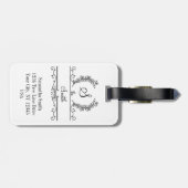 Étiquette À Bagage Monogramme Personnalisé Nom de famille Feuilles de (Dos horizontal)