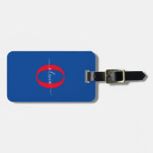 Étiquette À Bagage Monogramme personnalisé Nom du script Bleu Blanc R (Devant horizontal)