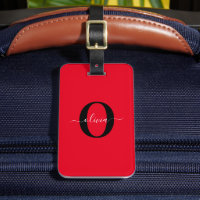 Monogramme personnalisé Nom du script Rouge Noir B